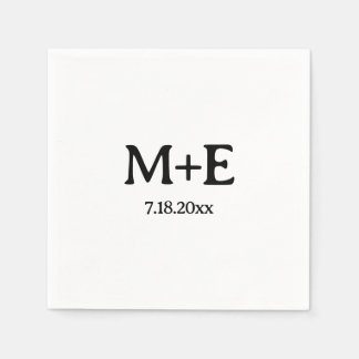 Minimalistische bruiloft paar Initialen & datum Servet