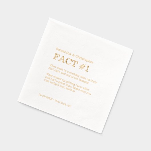 Minimalistische bruiloft plezier feit Custom goude Folie Servetten (Links)
