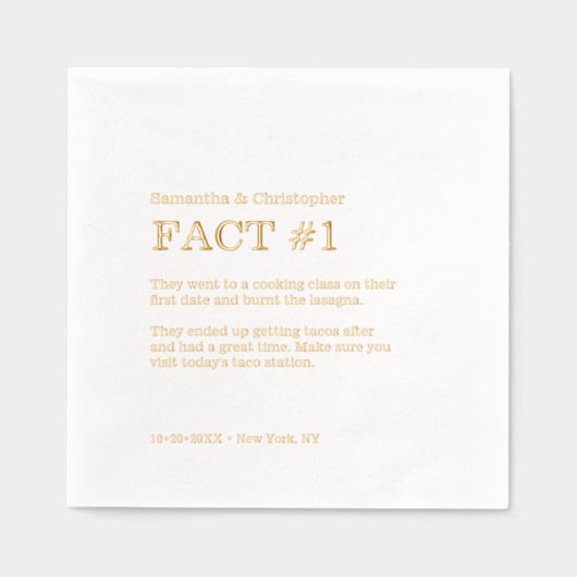 Minimalistische bruiloft plezier feit Custom goude Folie Servetten (Voorkant)