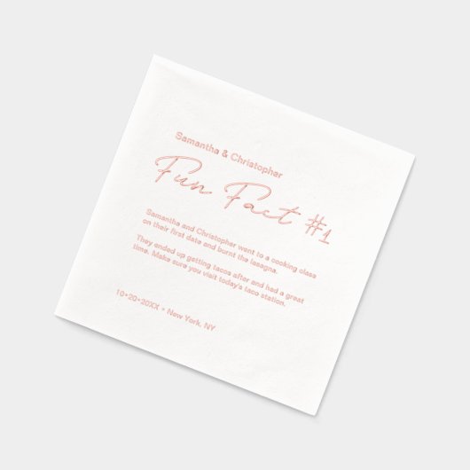 Minimalistische bruiloft plezier feit Custom Roos  Folie Servetten (Links)