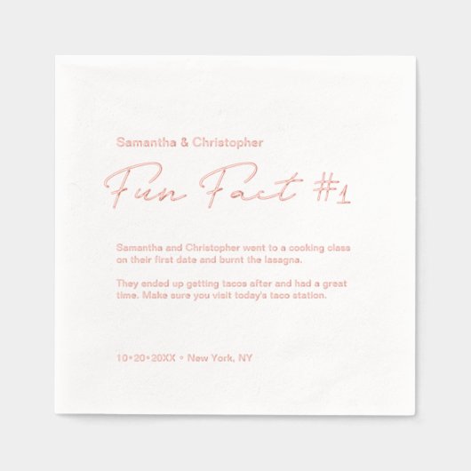 Minimalistische bruiloft plezier feit Custom Roos  Folie Servetten (Voorkant)