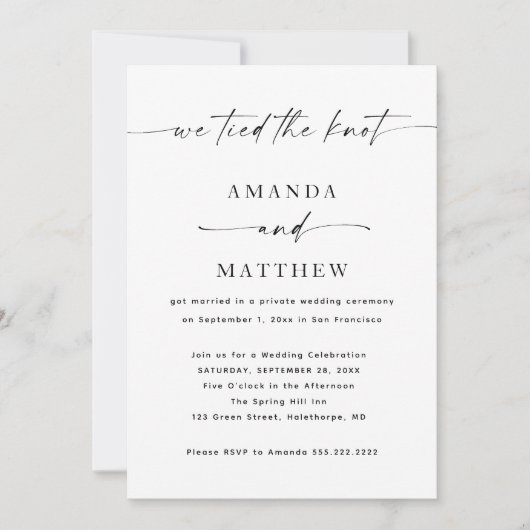 Minimalistische bruiloft - post bruiloft kaart (Voorkant)