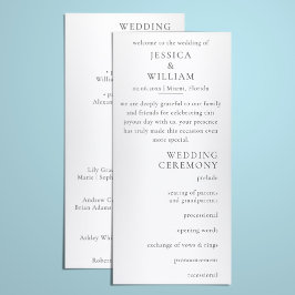 Minimalistische bruiloft programmakaart