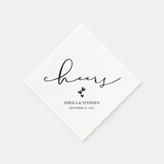 Minimalistische bruiloft proost cocktail servet (Hoek)