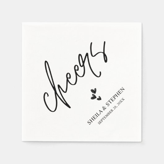 Minimalistische bruiloft proost cocktail servet (Voorkant)