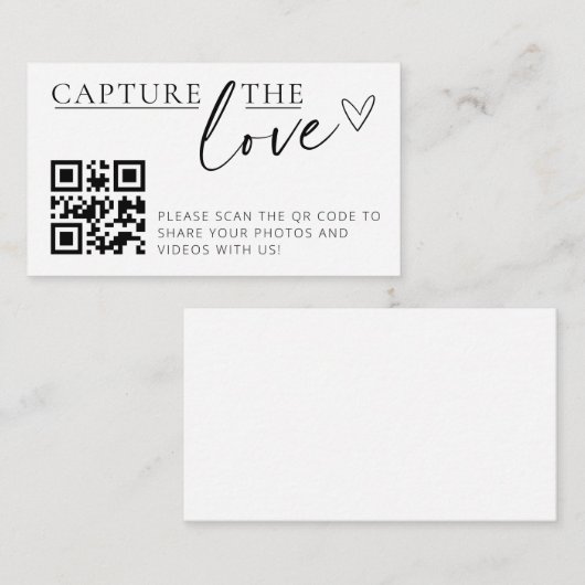 Minimalistische Bruiloft QR Code Fotoverzamelaar K Informatiekaartje (Voorkant / Achterkant)