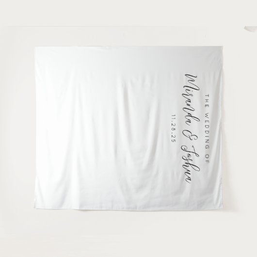 Minimalistische bruiloft receptie decor achtergron wandkleed (Voorkant (horizontaal))