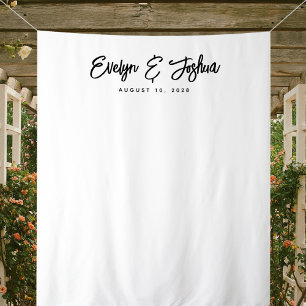Minimalistische bruiloft receptie decor achtergron wandkleed