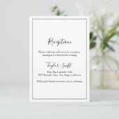 Minimalistische bruiloft receptie Kaart (Staand voorkant)