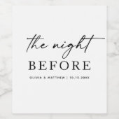 Minimalistische bruiloft repetitie diner | avond e wijn etiket (Enkel label)