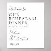 Minimalistische bruiloft repetitie diner welkom poster (Voorkant)