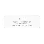 Minimalistische bruiloft retour adres label (Voorkant)