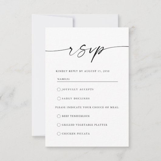 Minimalistische bruiloft RSVP Kaart (Voorkant)