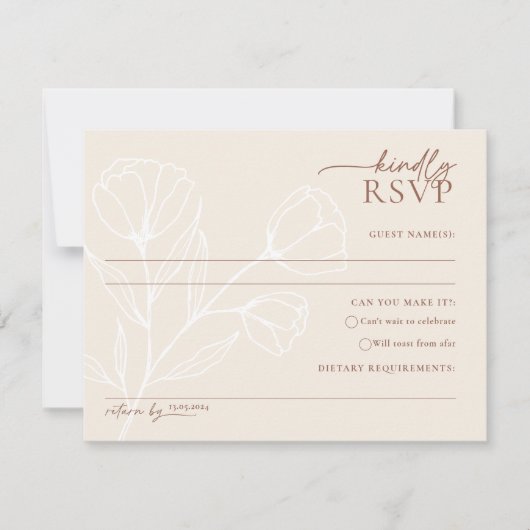 Minimalistische bruiloft RSVP Kaart Briefkaart PEY (Voorkant)