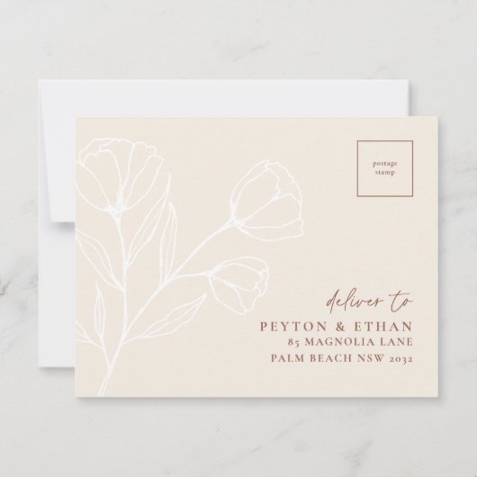 Minimalistische bruiloft RSVP Kaart Briefkaart PEY (Achterkant)