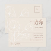 Minimalistische bruiloft RSVP Kaart Briefkaart PEY (Voorkant / Achterkant)
