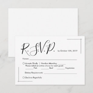 Minimalistische bruiloft RSVP Kaart met gekruiste 