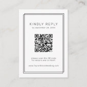 Minimalistische bruiloft RSVP Kaart met QR-code /  (Voorkant)