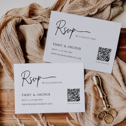 Minimalistische bruiloft RSVP Kaart Sjabloon