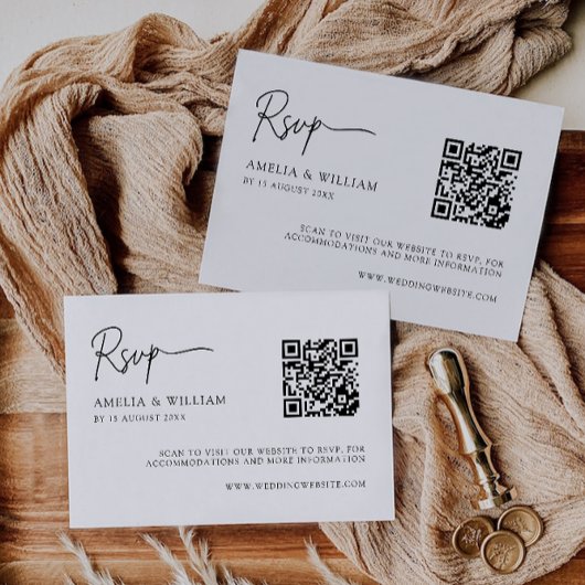 Minimalistische bruiloft RSVP Kaart Sjabloon