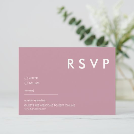 Minimalistische bruiloft RSVP Kaarten (Staand voorkant)