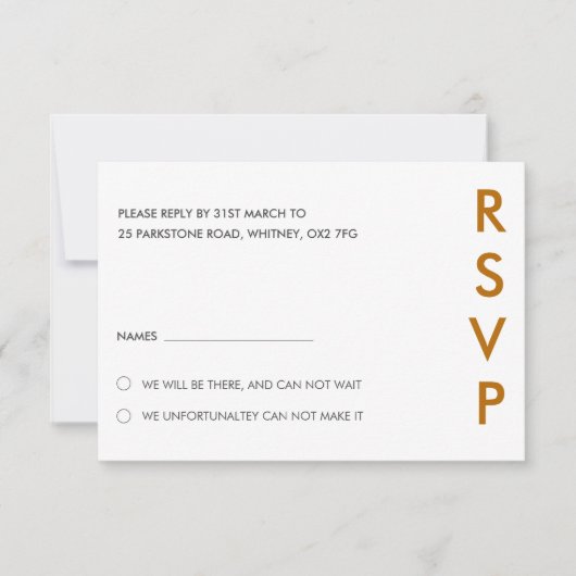 Minimalistische bruiloft RSVP Kaarten (Voorkant)
