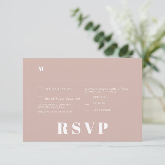 Minimalistische bruiloft RSVP Kaarten (Staand voorkant)