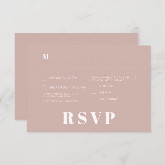 Minimalistische bruiloft RSVP Kaarten (Voorkant / Achterkant)
