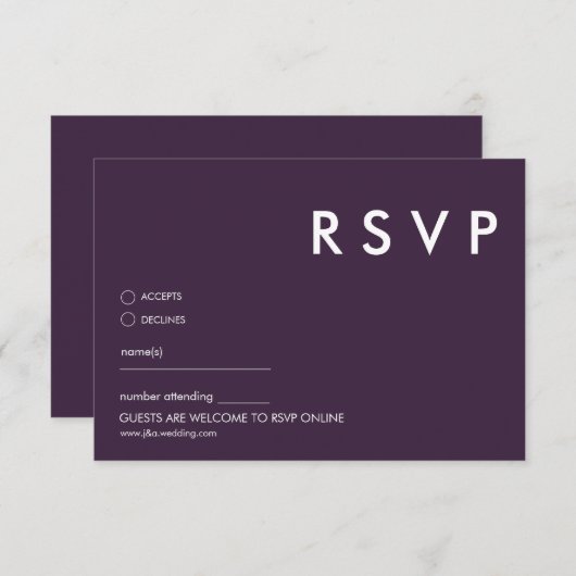 Minimalistische bruiloft RSVP Kaarten (Voorkant / Achterkant)
