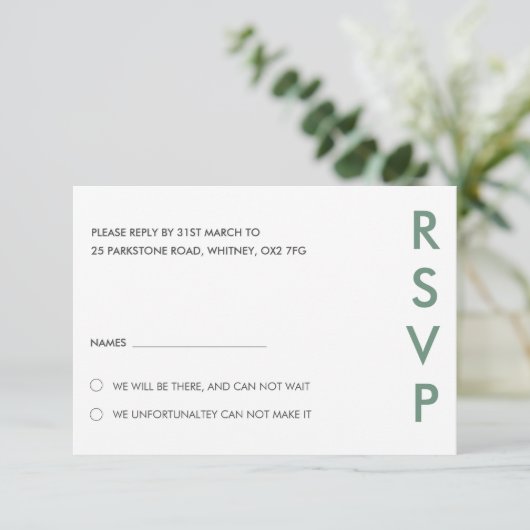 Minimalistische bruiloft RSVP Kaarten (Staand voorkant)