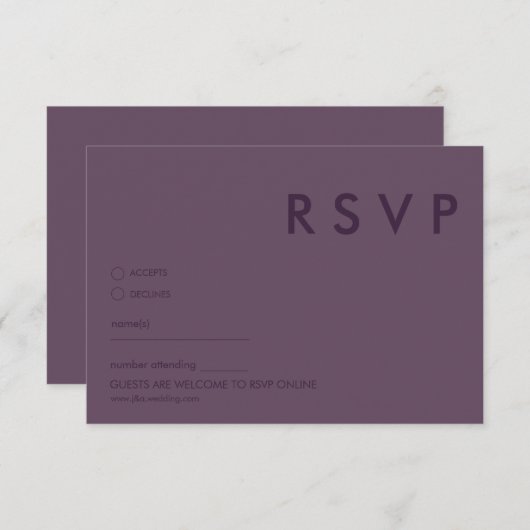 Minimalistische bruiloft RSVP Kaarten (Voorkant / Achterkant)