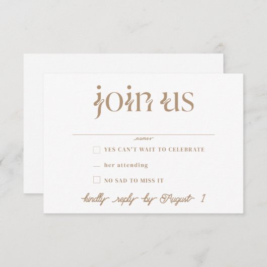 Minimalistische bruiloft RSVP Kaarten (Voorkant / Achterkant)