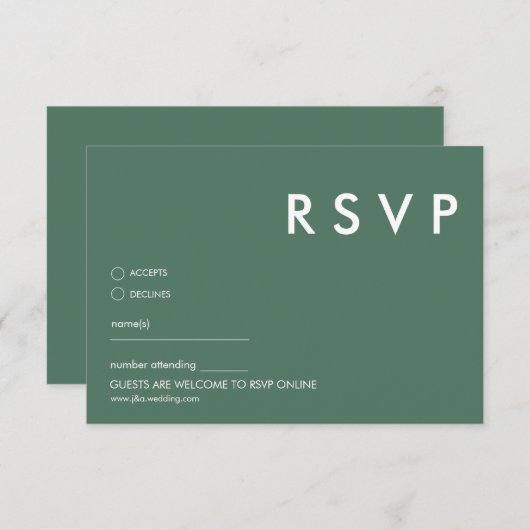 Minimalistische bruiloft RSVP Kaarten (Voorkant / Achterkant)