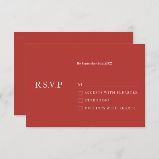 Minimalistische bruiloft RSVP Kaarten (Voorkant / Achterkant)