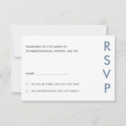 Minimalistische bruiloft RSVP Kaarten (Voorkant)