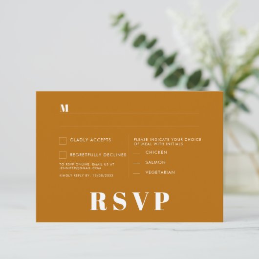 Minimalistische bruiloft RSVP Kaarten (Staand voorkant)