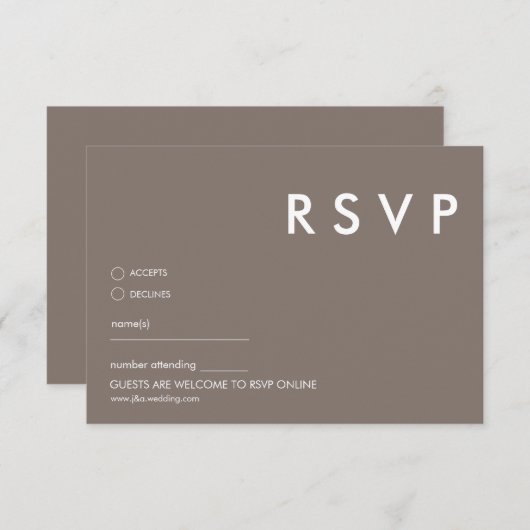 Minimalistische bruiloft RSVP Kaarten (Voorkant / Achterkant)