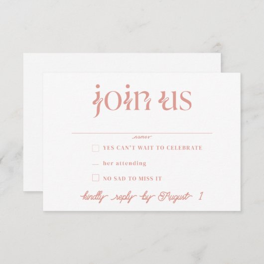 Minimalistische bruiloft RSVP Kaarten (Voorkant / Achterkant)