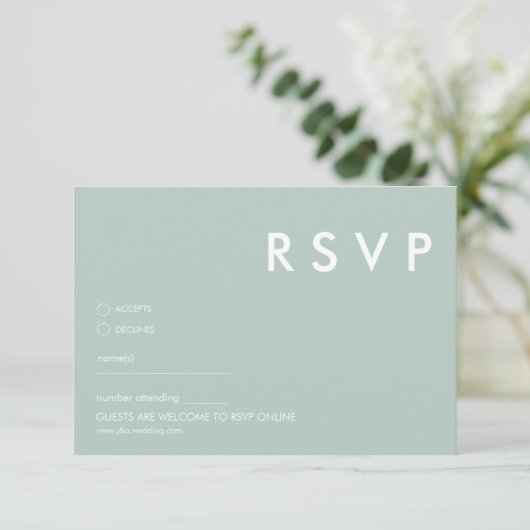 Minimalistische bruiloft RSVP Kaarten (Staand voorkant)