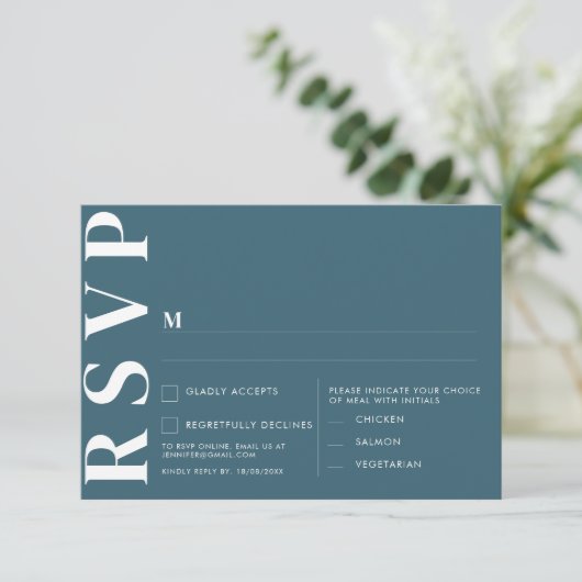 Minimalistische bruiloft RSVP Kaarten (Staand voorkant)