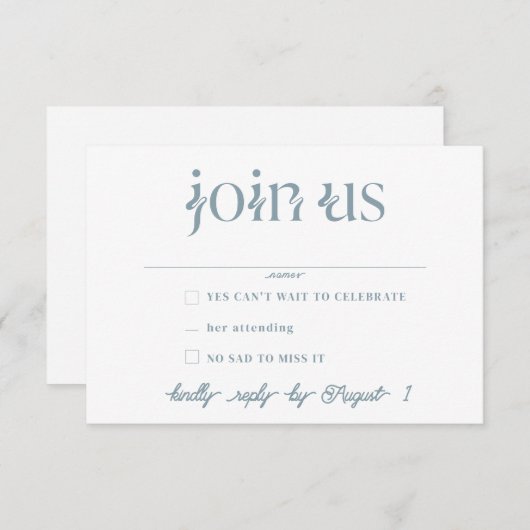 Minimalistische bruiloft RSVP Kaarten (Voorkant / Achterkant)