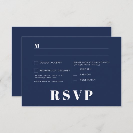 Minimalistische bruiloft RSVP Kaarten (Voorkant / Achterkant)