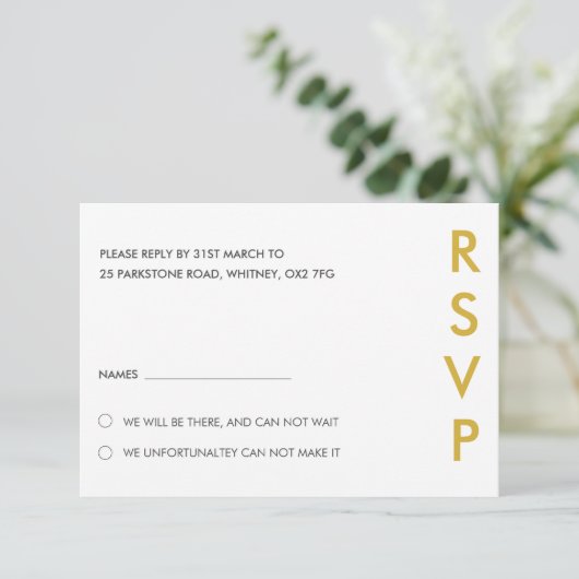 Minimalistische bruiloft RSVP Kaarten (Staand voorkant)