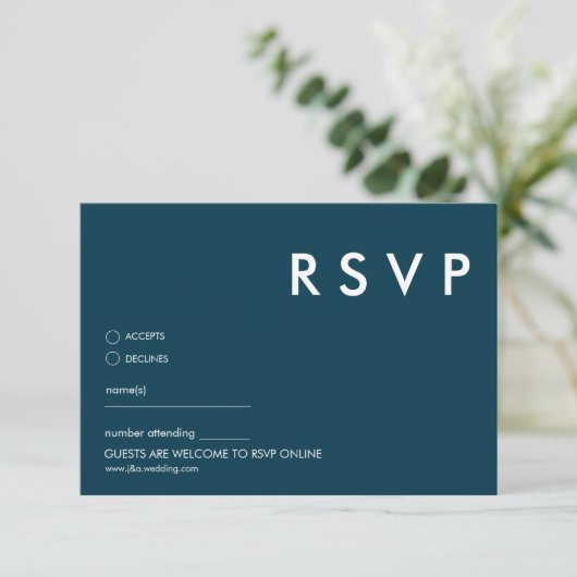Minimalistische bruiloft RSVP Kaarten (Staand voorkant)