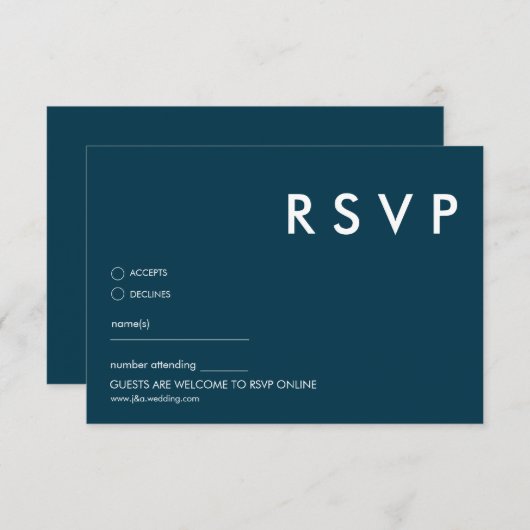Minimalistische bruiloft RSVP Kaarten (Voorkant / Achterkant)