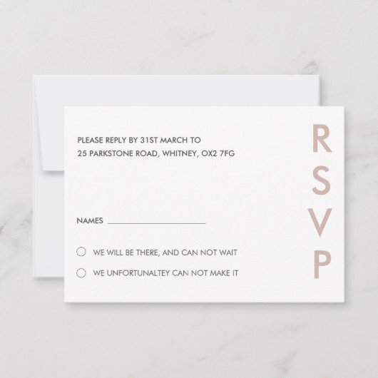 Minimalistische bruiloft RSVP Kaarten (Voorkant)