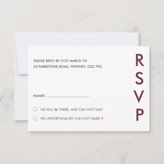 Minimalistische bruiloft RSVP Kaarten (Voorkant)
