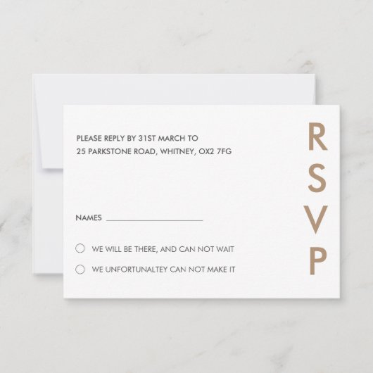 Minimalistische bruiloft RSVP Kaarten (Voorkant)