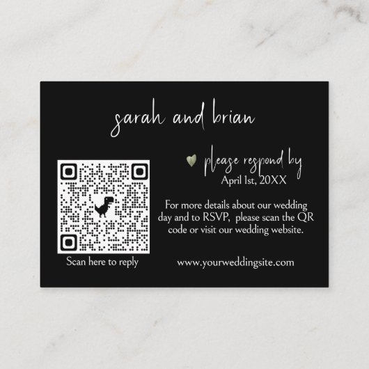 Minimalistische bruiloft RSVP QR Code Enclosure Ka Informatiekaartje (Achterkant)