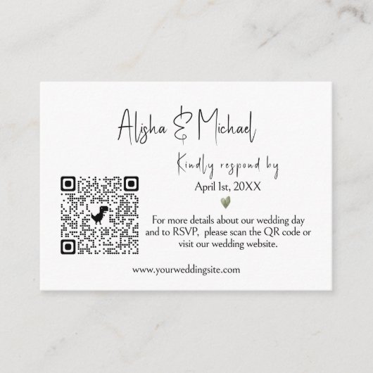 Minimalistische bruiloft RSVP QR Code Enclosure Ka Informatiekaartje (Voorkant)